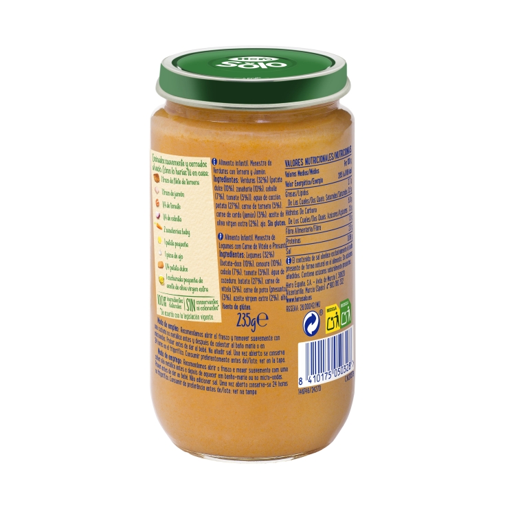 tarrito menestra verduras ternera jamón, 235g