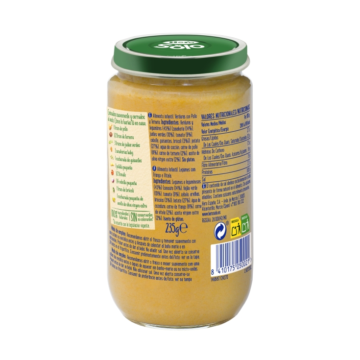 tarrito verduritas con pollo y ternera, 235g