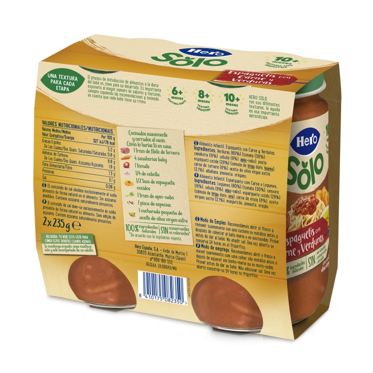 tarrito espaguetis con carne y verdura, pk-2