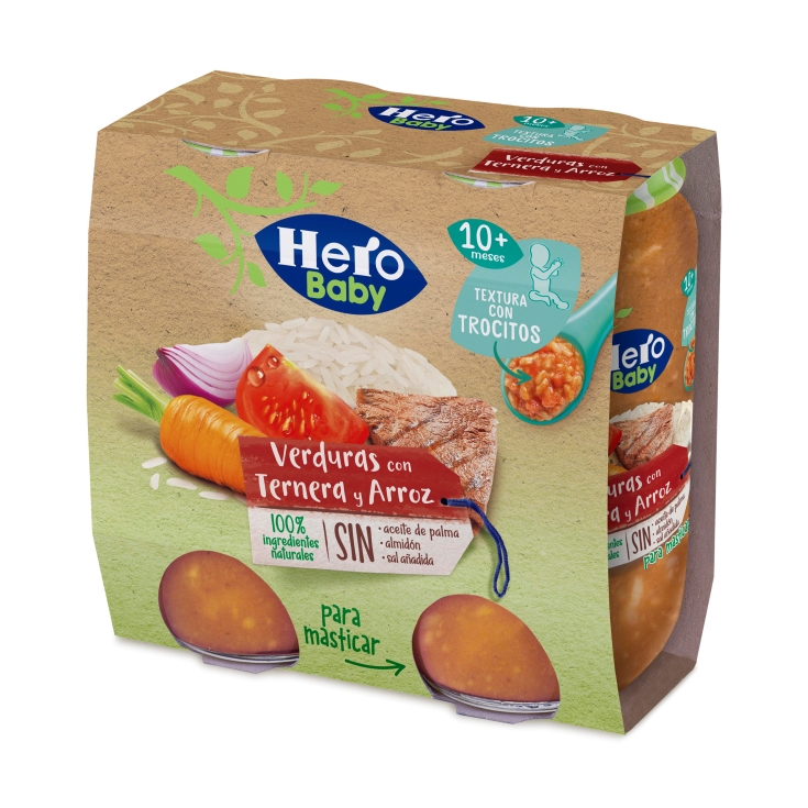 HERO BABY potito de jamon y ternera con verduras tarro 250 grs