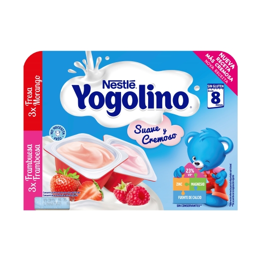 postre lácteo fresa-frambuesa yogolino, pk-6