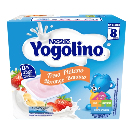 postre lácteo fresa-plátano s/a yogolino, pk4