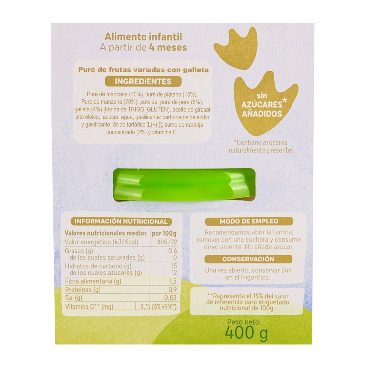 tarrina fruta variada c/galleta 2x200g , pk-2