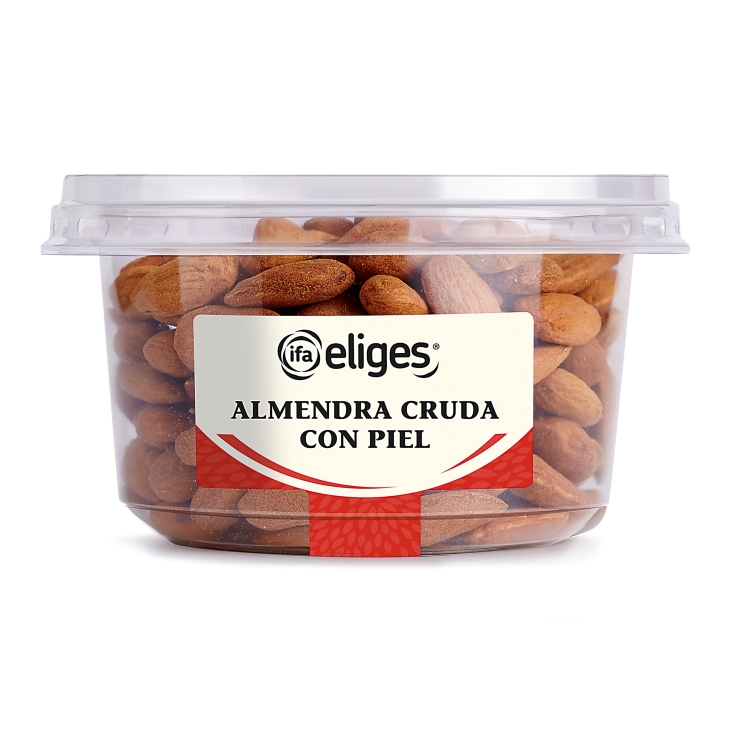 almendra cruda con piel tarrina, 200g