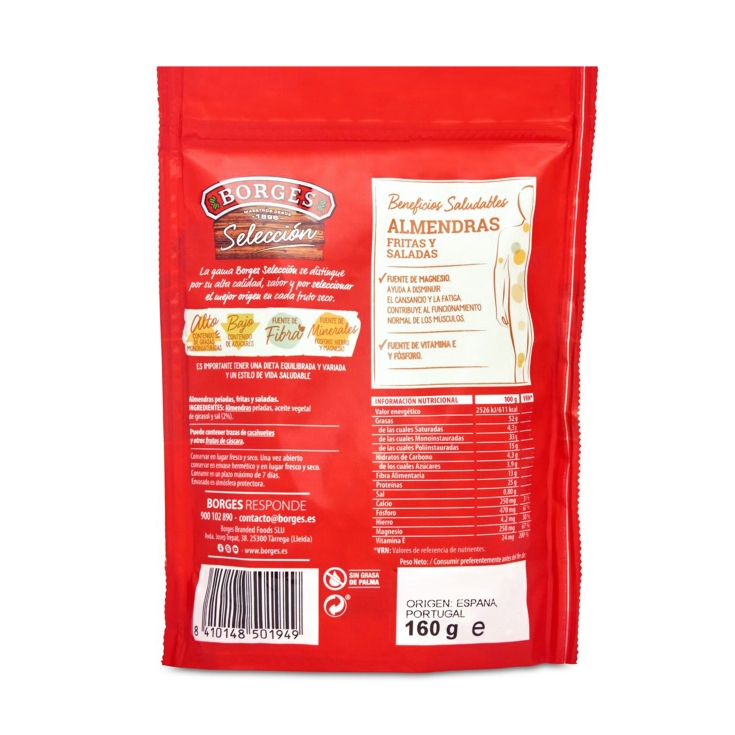 almendras fritas saladas, 160g