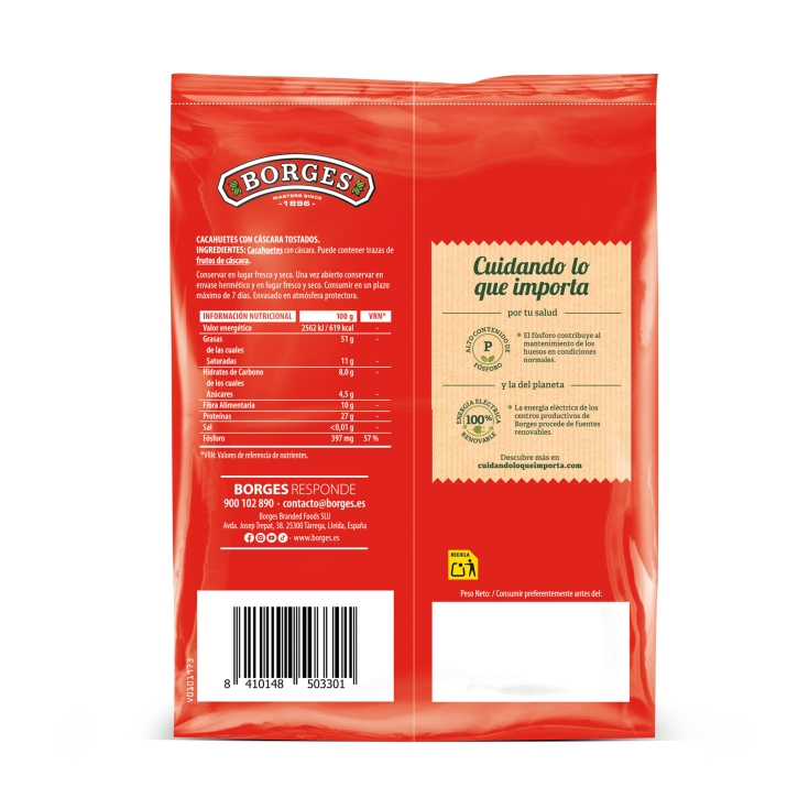 cacahuetes con cáscara tostados, 350g