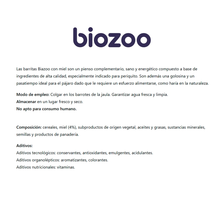 barrita miel periquitos, 60g