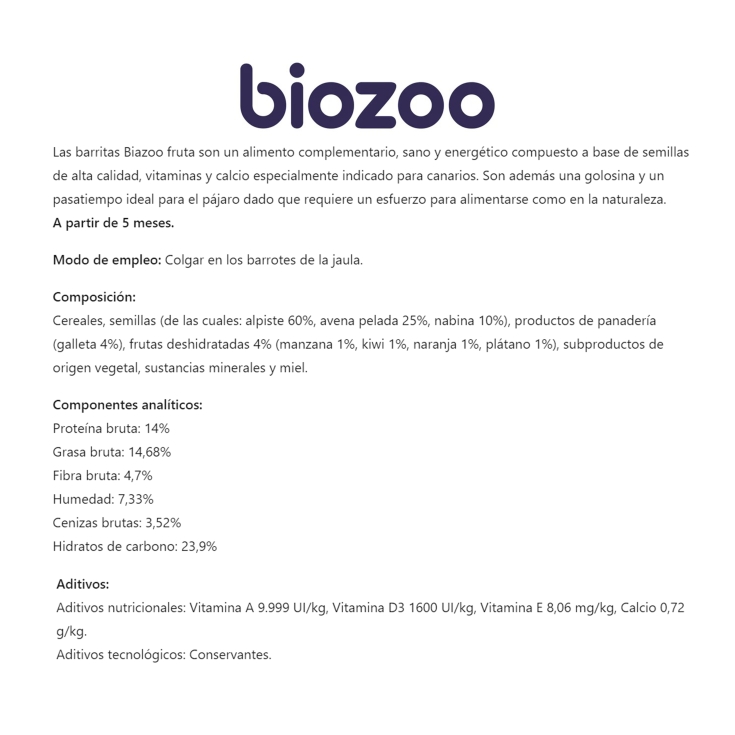 barritas fruta canarios, 60g