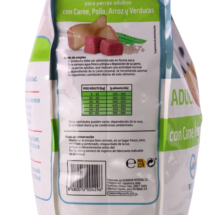 comida perros carnes,pollo,arroz,verduras,10k