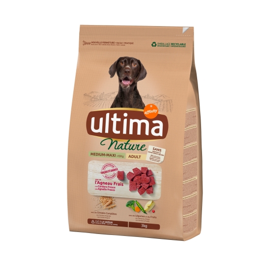 comida perro nature med/maxi cordero, 3kg