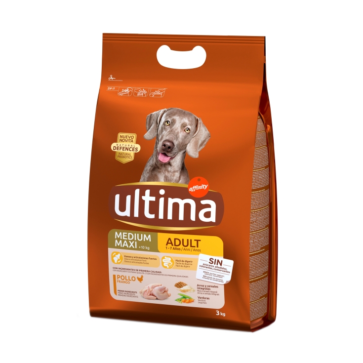 comida perro mediano y maxi adulto pollo, 3kg