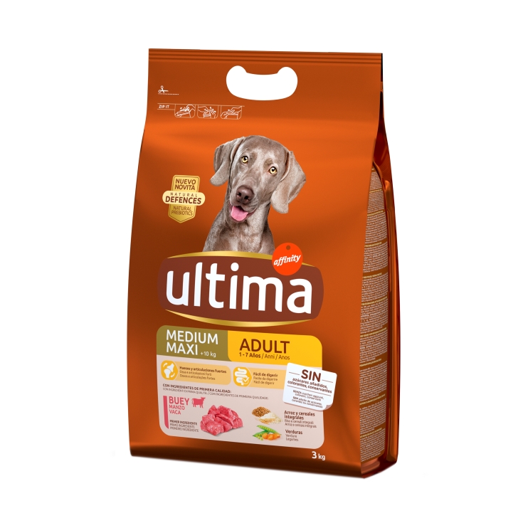 comida perro mediano y maxi adulto buey, 3kg