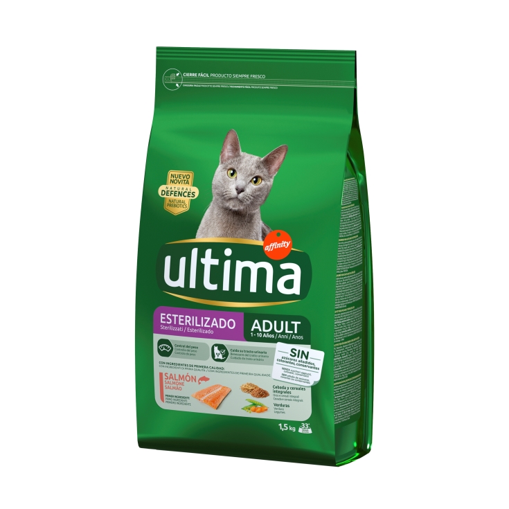 comida gato esterilizado salmón, 1.5kg