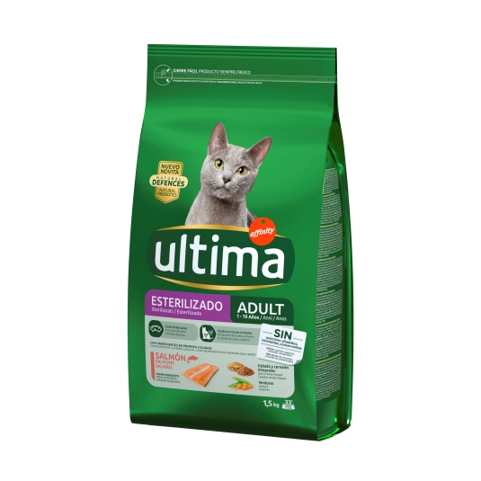 comida gato esterilizado salmón, 1.5kg