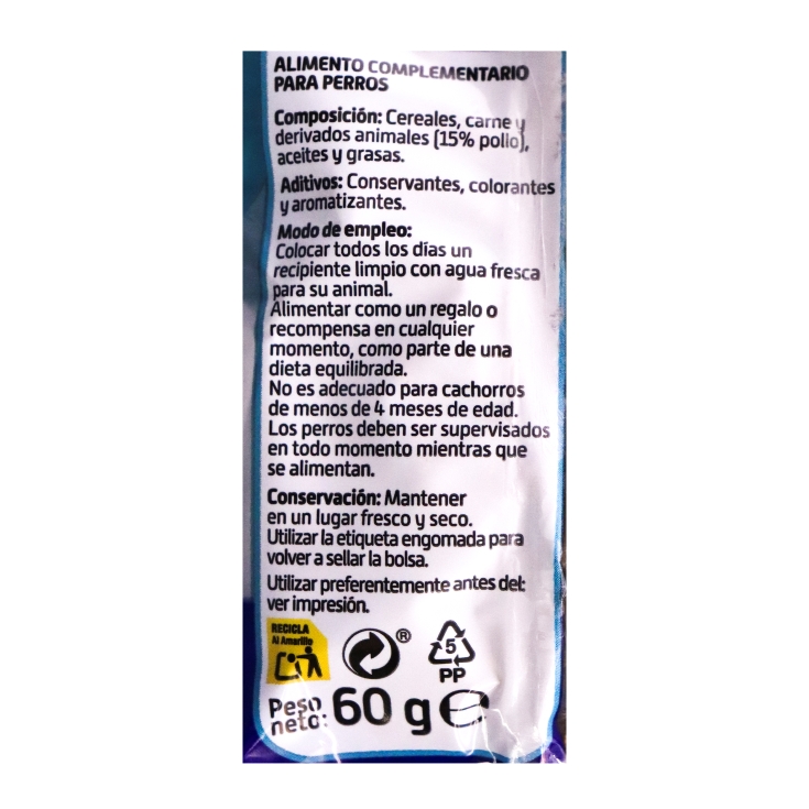 snack perro huesitos de pollo, 60g