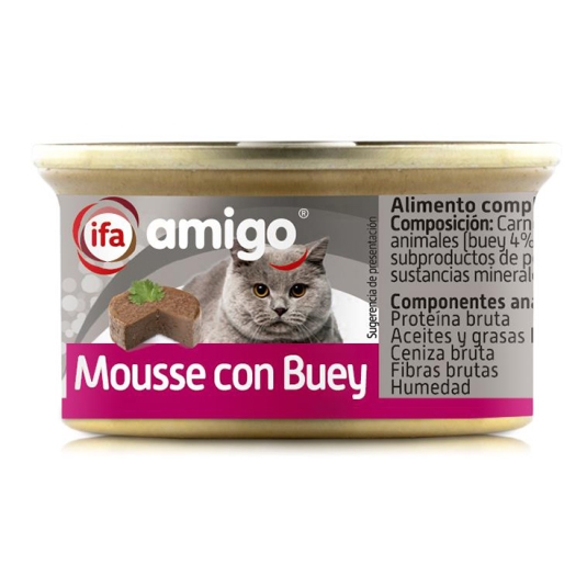 comida gatos mousse con buey, 85g