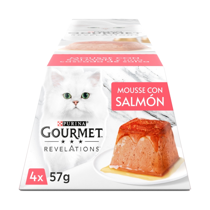 comida gatos mousse con salmón 57g, pk-4