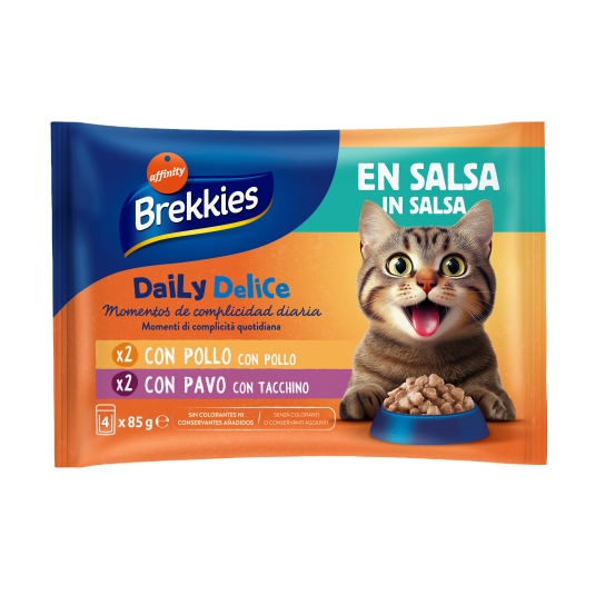 comida gatos daily delice pollo/pavo, pk-4