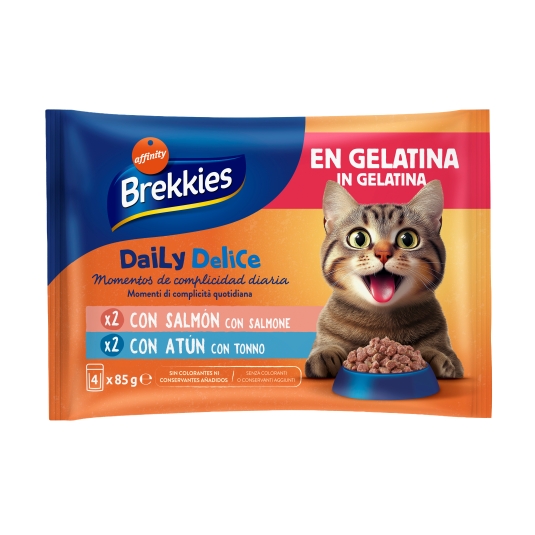comida gatos daily delice salmón/atún, pk-4