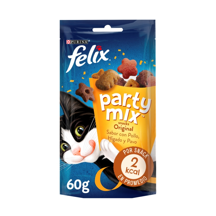 snack para gatos party mix, 60g
