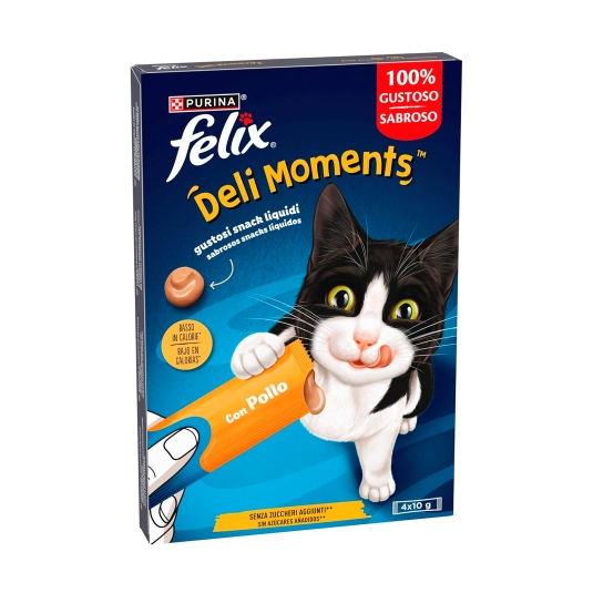 snack líquido gatos pollo deli moments, pk-4