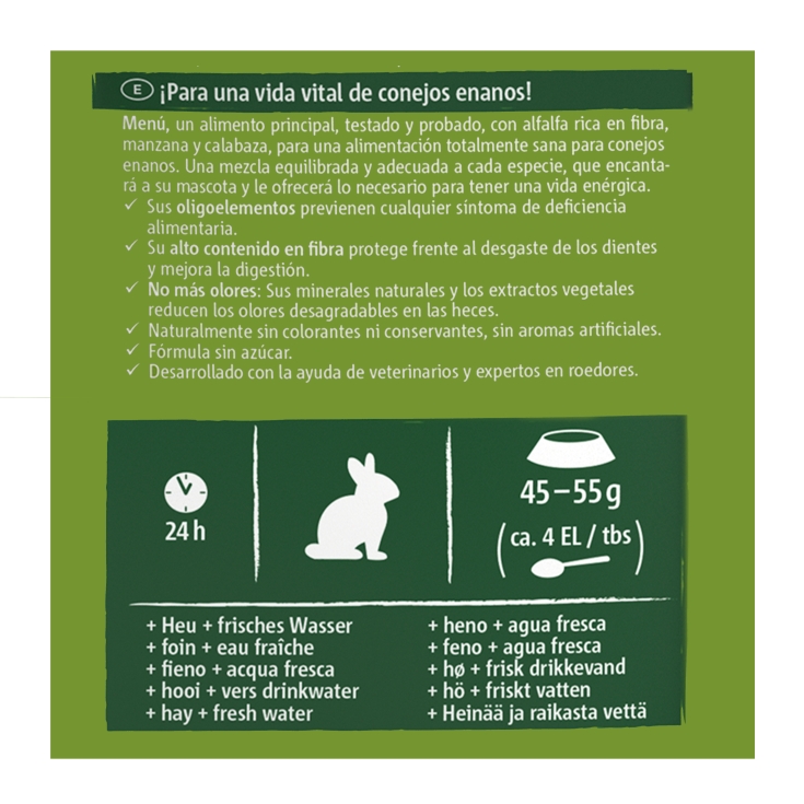 menu conejos enanos, 1kg