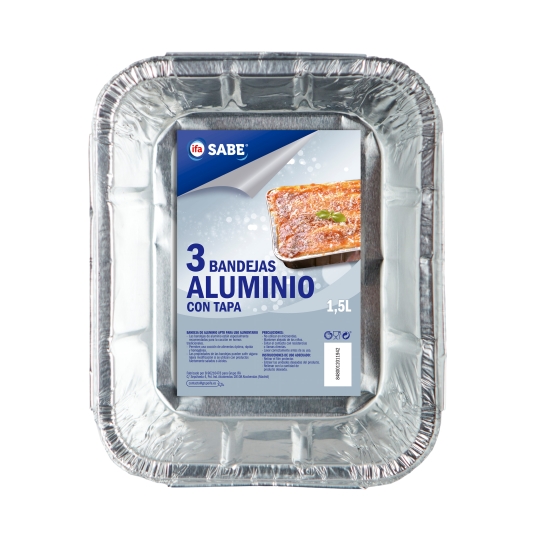 bandeja aluminio rectangular 1.5l, pk-3