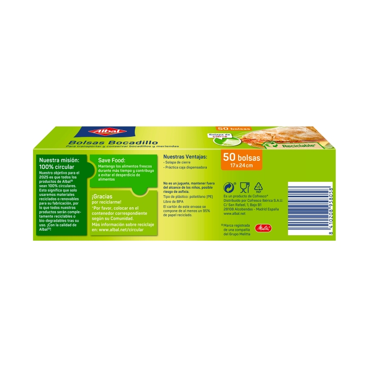 bolsas bocadillos, 50ud