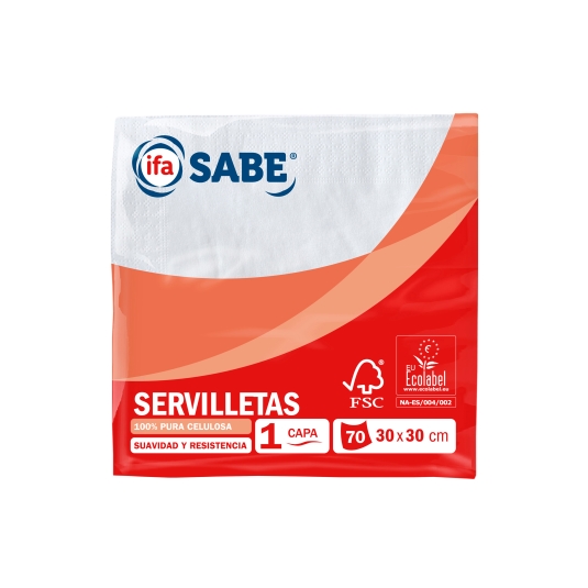 servilletas blancas 1 capa, 70ud