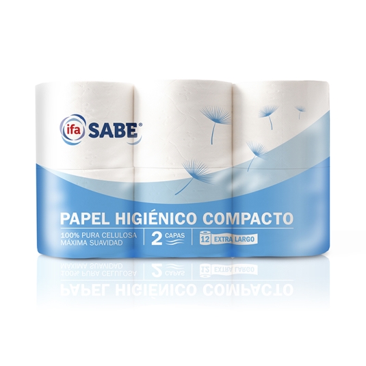 papel higiénico doble compacto 2 capas, pk-12