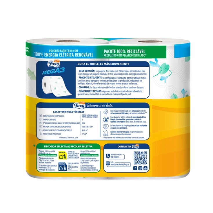 papel higiénico mega3, pk-4