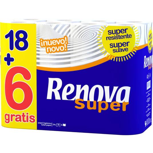 papel higiénico super, 18+6ud