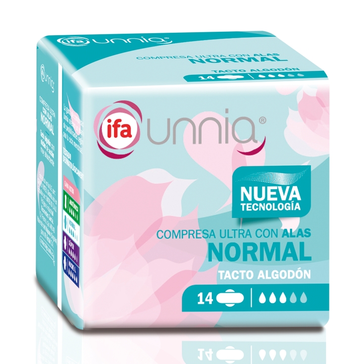 compresa normal con alas, 14ud