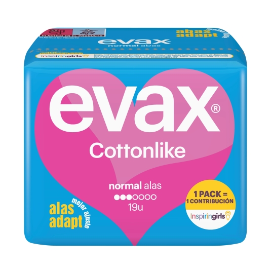 compresas cottonlike normal con alas, 19ud