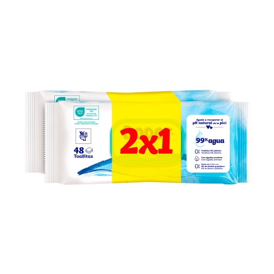 toallitas pure aqua 48ud, 2x1