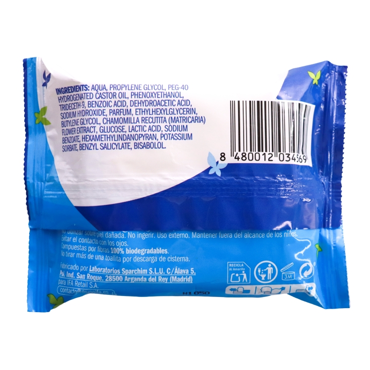 papel wc húmedo biodegradable, 15ud