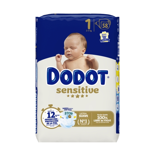 pañal sensitive t/1. 2-5kg, 58ud
