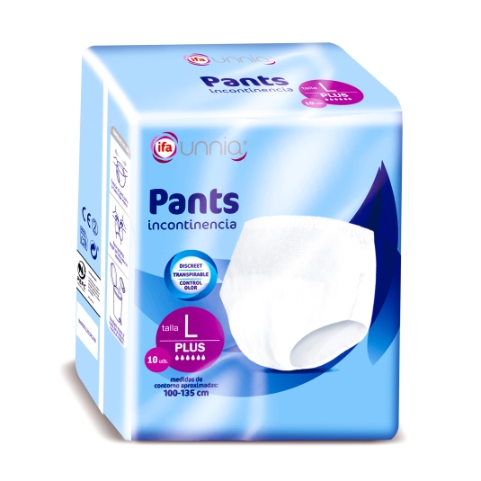 pañal braga pants incontinencia t-l, 10ud