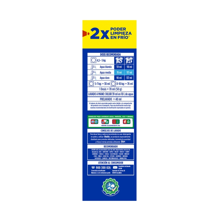 detergente polvo activo, 50 lavados