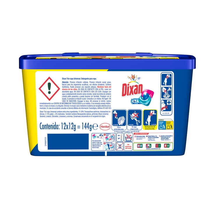 detergente trio càpsulas 4 en 1, 12lav