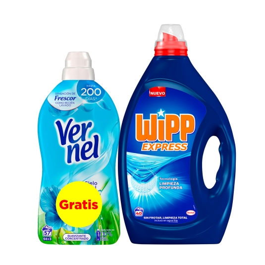 detergente líquido gel azul+vernel, 40lav
