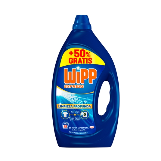 detergente líquido gel azul, 35+18 lavados