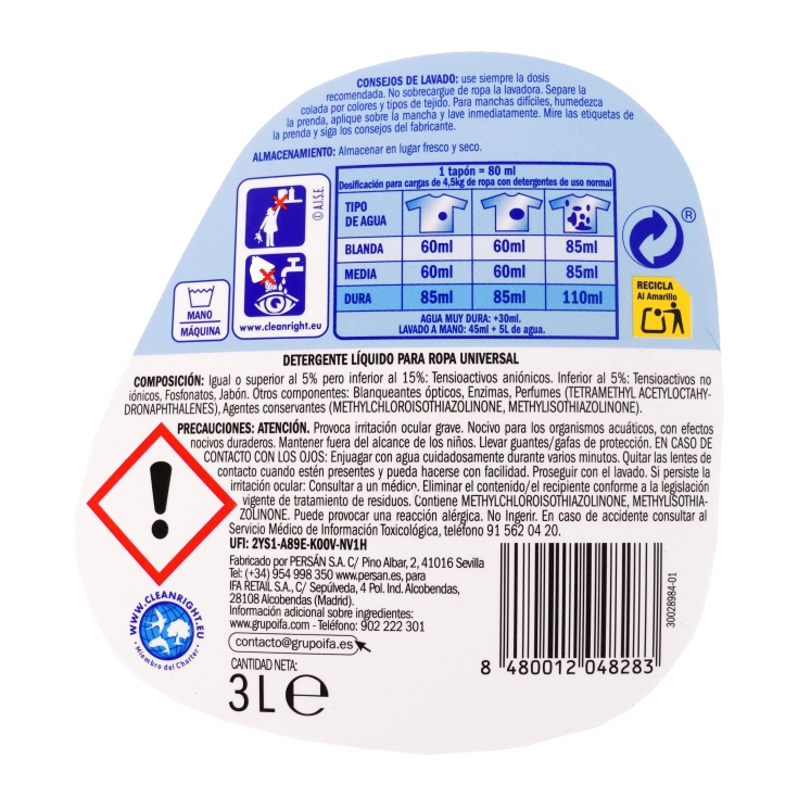 detergente líquido universal, 50lav