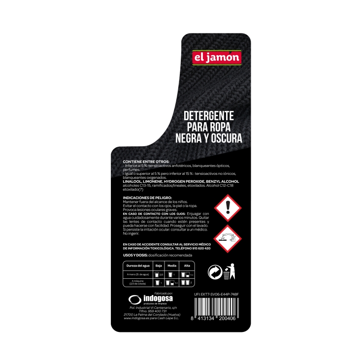detergente líquido ropa negra, 15 lavados