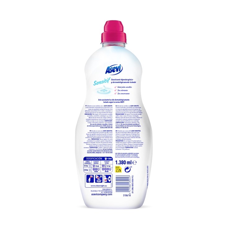 suavizante hipoalergénico sensitif, 60lav