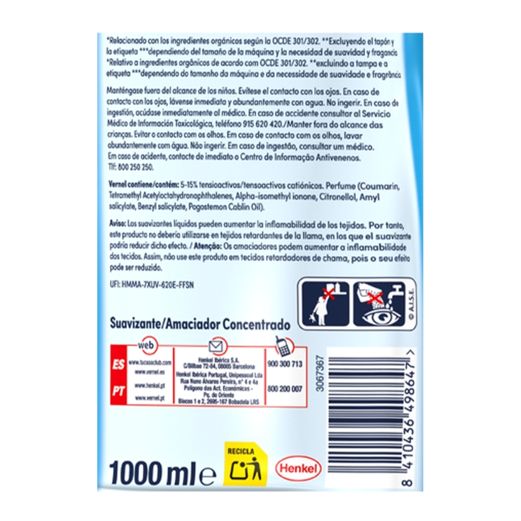 suavizante concentrado cielo azul, 55lav