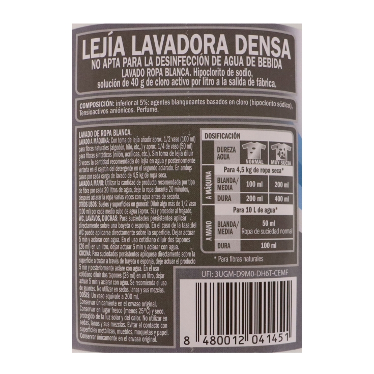 lejía lavadora, 2l