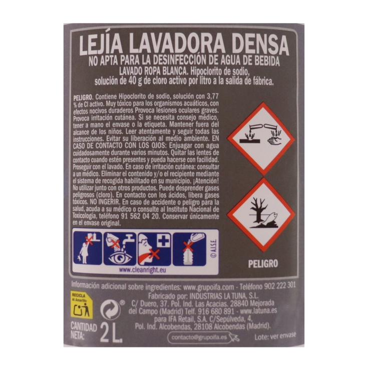 lejía lavadora, 2l