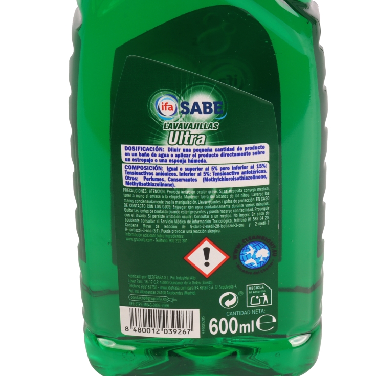 lavavajillas concentrado ultra, 600ml