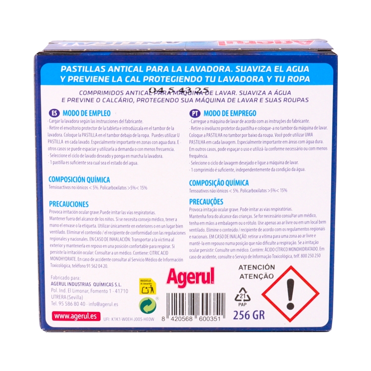 antical lavadora pastilla, 16ud